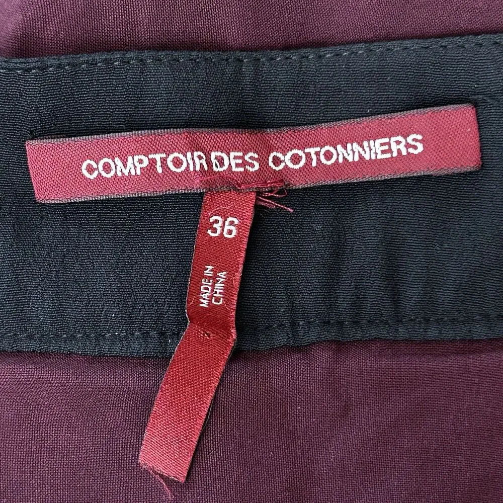 Comptoir Des Cotonniers Skirt Size 36=4 Wine Red Floral Pleated Mini Skirt